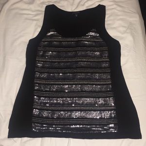 Black Sequin Striped Tank